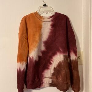 Tie-Dye Sweatshirt in Orange and Burgundy